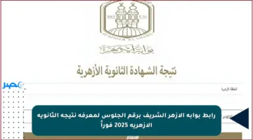 رابط بوابة الأزهر الشريف برقم الجلوس لمعرفة نتيجة الثانوية الأزهرية 2025 فوراً